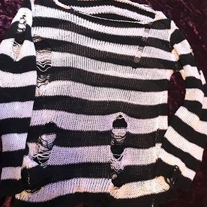 distressed striped sweater